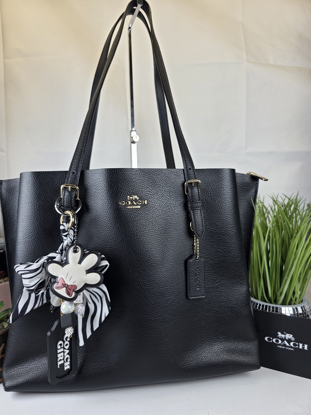Coach Mollie 1671 Black Pebbled Leather Tote Shoulder Bag